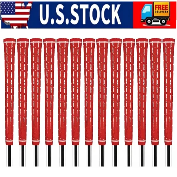 13 Pcs Midsize Golf Grip Red Club Grip Tour Wrap High-Tack Rubber Girp Durability Grip