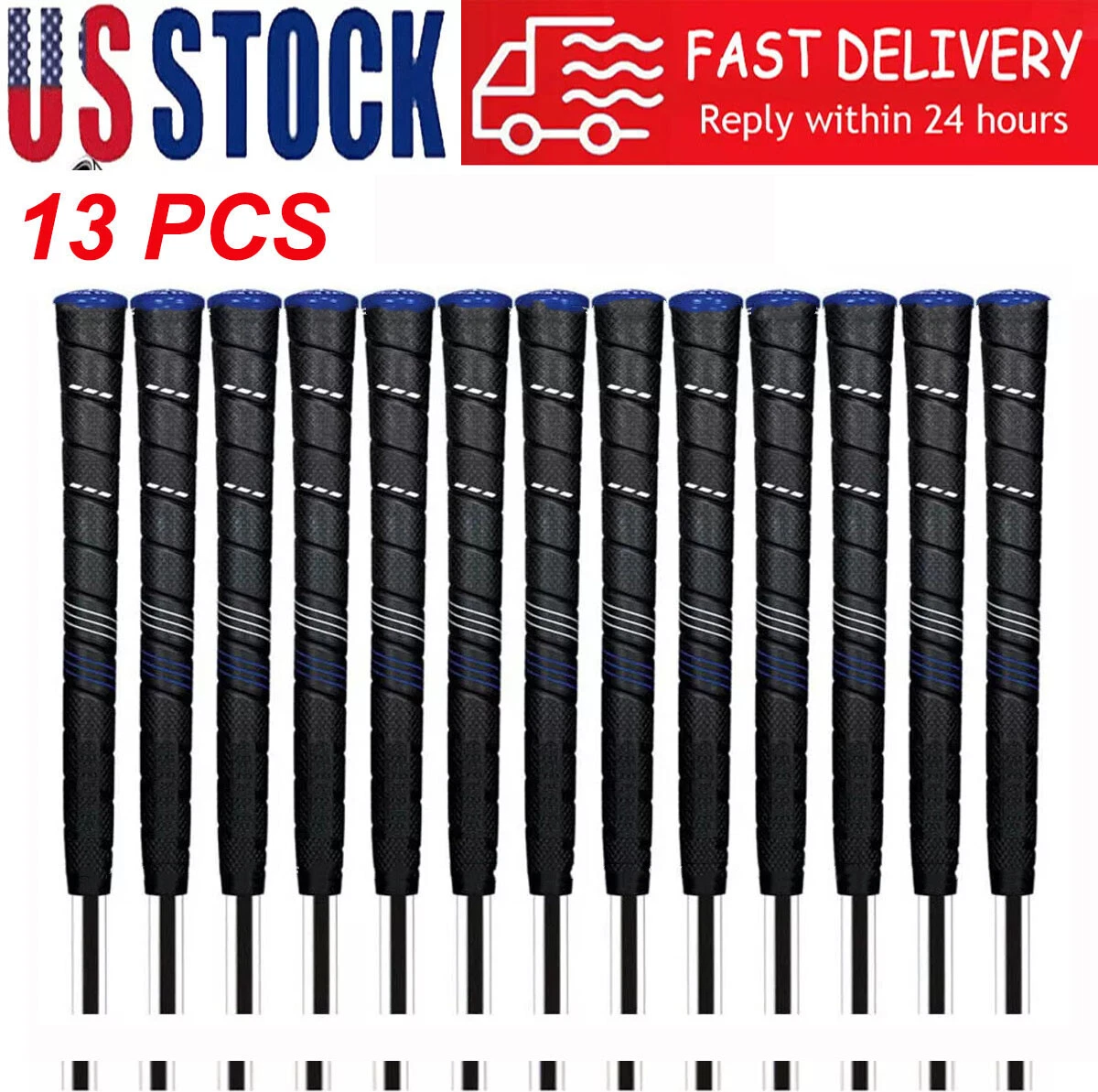 13 Pcs Midsize Size CP2 Pro Wrap Grip Golf Club Grip Golf Grip Anti-Slip Rubber Grip Blue