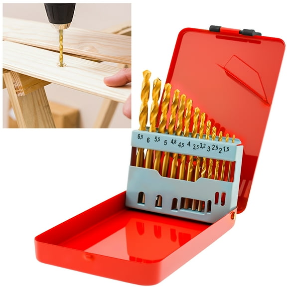 13 Pcs Multipurpose Drill Bit Set with Index Storage Case Multiple Sizes Twist Drill Bit Set with Round Shank for Stainless Steel Cast Iron Wood