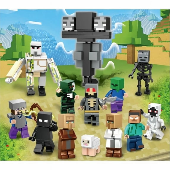 13 Pcs My World Minifigures Building Block Kits Set, Game Series Pixel Action Figures Toy,