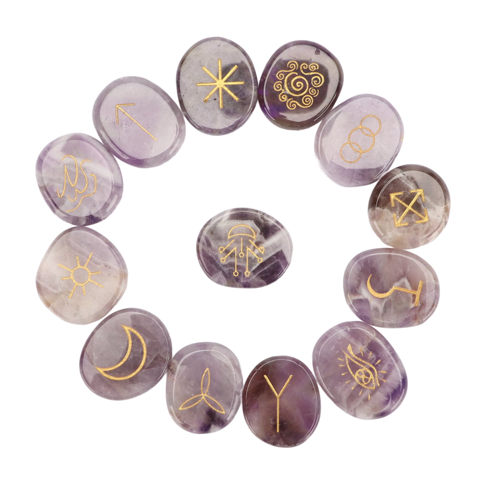 13 Pcs Rune Stone Set Empower Mind Promote Clear Thinking Crystal Runes ...