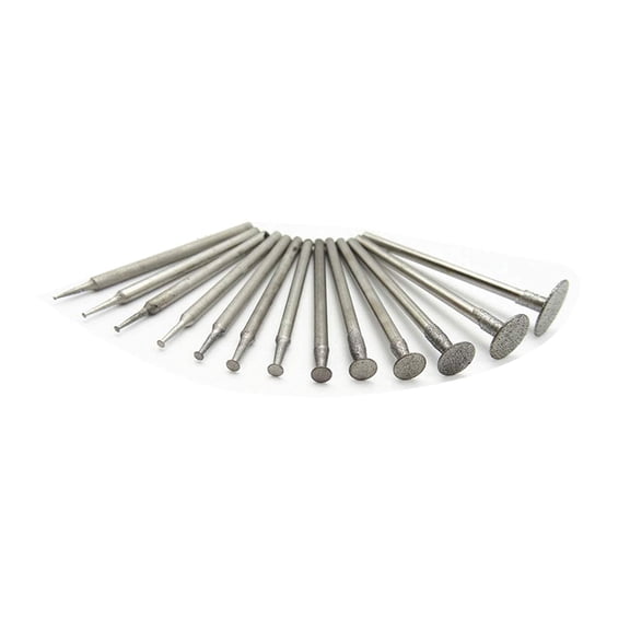 13 Pcs T Shape Diamond Burr - 3/32'' Shank Channel Cutting Burs Diamond Mounted Stone Carving Burr for Rotary Tools Includes Dremel