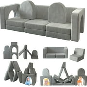 13 Pcs Toddler Sofa for Kids, Linor Modular Kids Couch for Playroom, Kids Play Couch for toddlers 1-3, Kids Sofa Couch, Kids Modular Play Couch, Grey