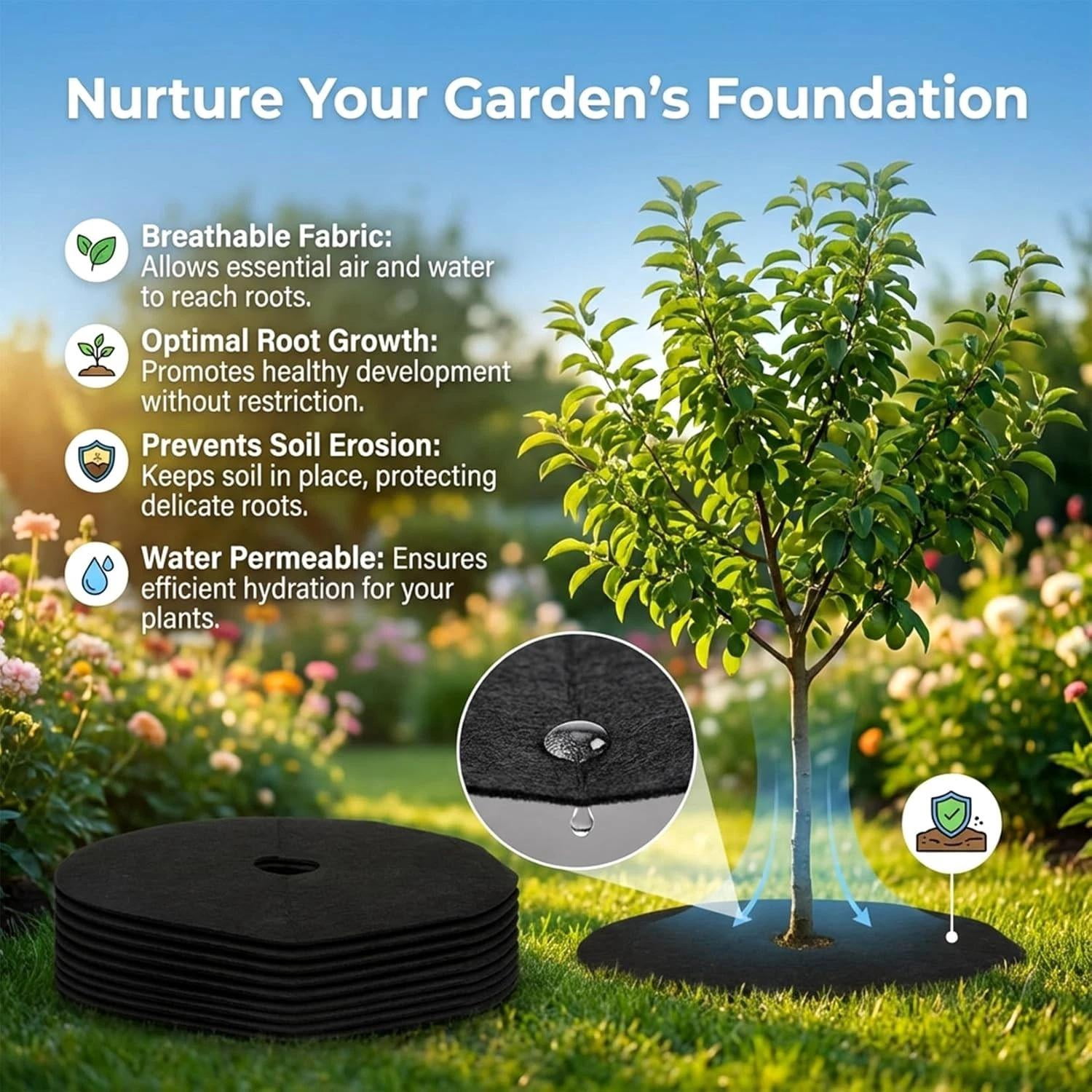 13 Pcs Tree Ring Mulch Mat Root Barrier Tree Protectors Weed Mat for Garden