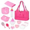 thumbnail image 1 of K.T. Fancy Baby Doll Accessorie, 13 Pcs Doll Stuff Acessories Storage Diaper Bag Set for 14-18 Inch Dolls, Feeding and Caring Set Includes Diaper, Bottle etc Suitable Pretend Play, 1 of 6