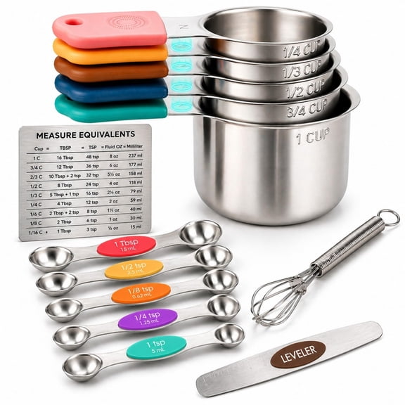 13 Piece 304 Stainless Steel Magnetic Measuring Cups and Spoons Set