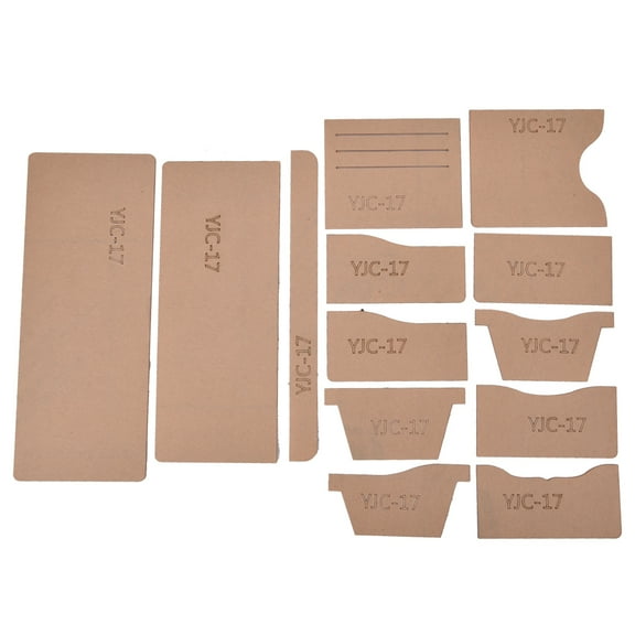 13-Piece Acrylic Template, Clear Leather Craft Pattern Stencil, Wallet Template, Quilting Sewing Tool, Keychain Pattern, Transparent PVC, Protective Paper, Easy Cutting