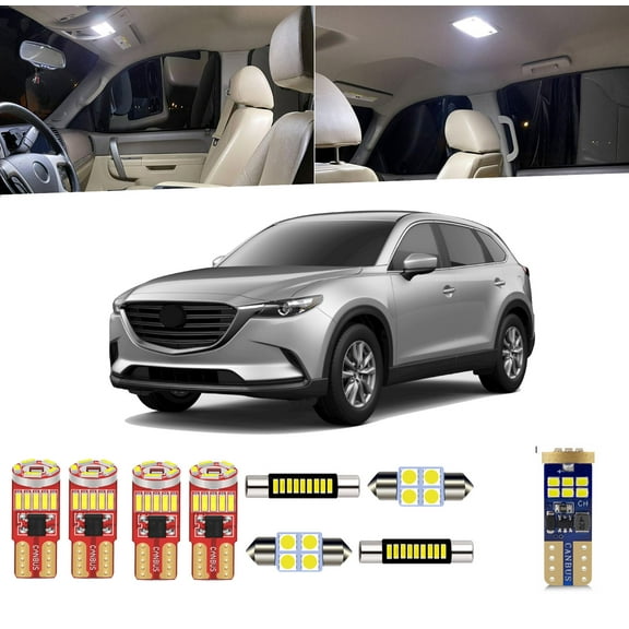 13 Piece Car Interior LED Lights Kit for Mazda CX-9 2007-2019 Interior Map Dome Light License Plate Light + Install Tool