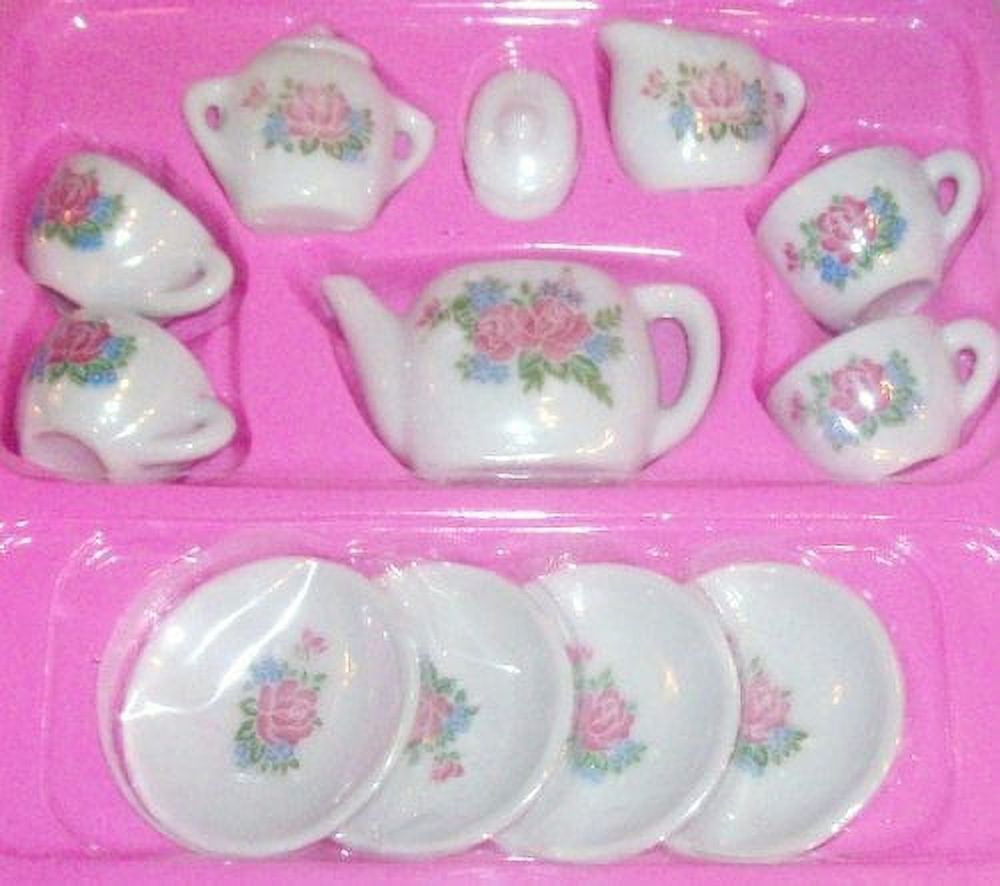 13-Piece Floral Ceramic Tea Set for Kids