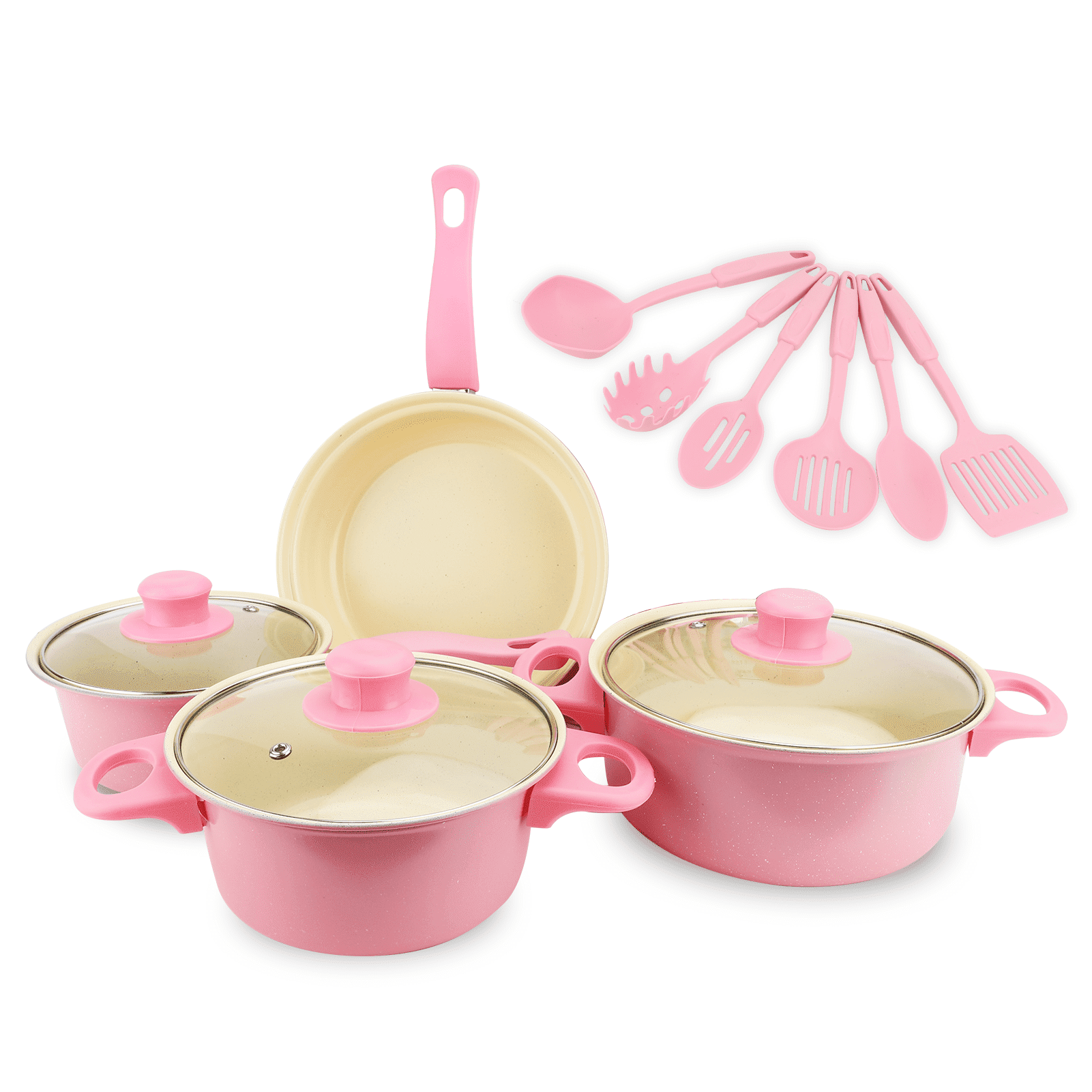 13 Piece Cookware Set, Kitchen Nonstick Pots and Pans Set with Glass Lid for Cooking, Induction & Dishwasher