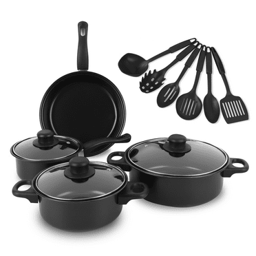 13 Piece Cookware Set, Kitchen Nonstick Pots And Pans Set With Glass Lid For Cooking, Induction & Dishwasher