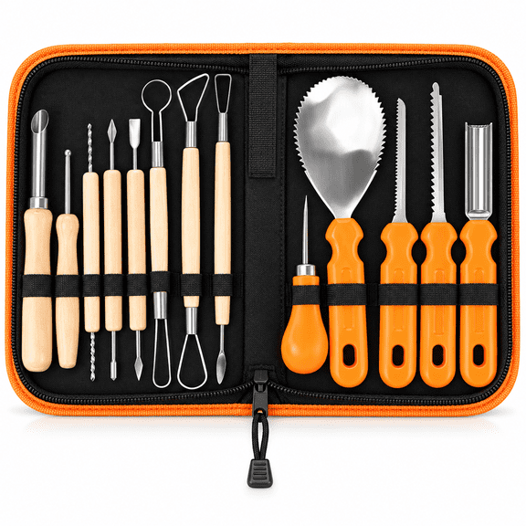 13-Piece Halloween Pumpkin Carving Tool Kit, Stainless Steel with Storage Bag