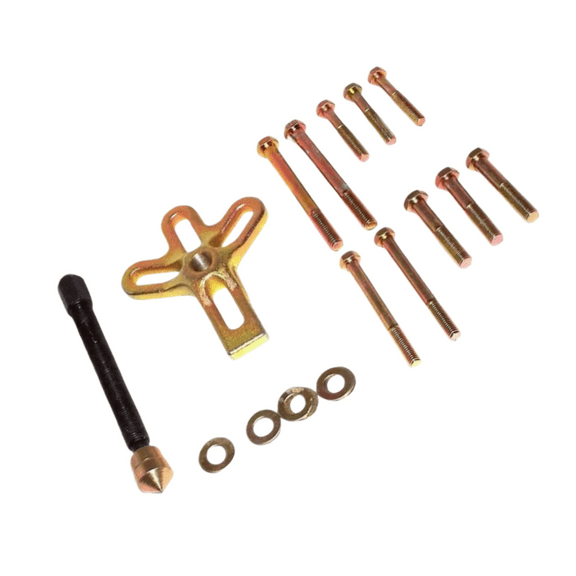 13-Piece Harmonic Balancer Puller Set, Universal Steering Wheel & Crankshaft Damper Pulley Removal Tool Kit with Forced Screw & Adapters