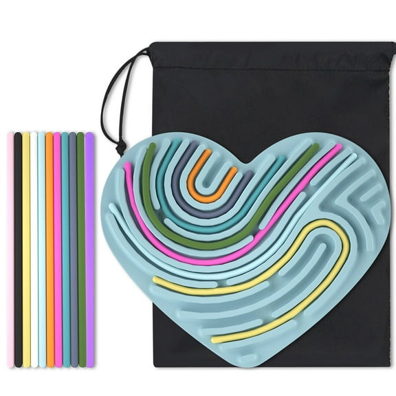 13 Piece Heart Sensory Board Spinning Stick Set for Children's Educational Toys,Calm Down Airplane/Car/Restaurant Essentials, Blue