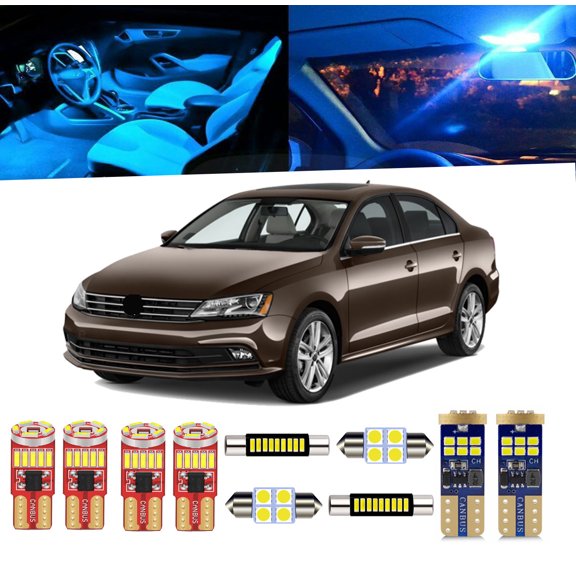 13 Piece Interior LED Lights Kit for VW Jetta MK6 2011-2017 Dome Map Trunk Stepwell Light Bulb+Install Tool