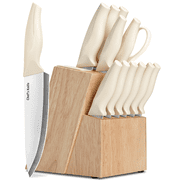 Xanapon Knife Set, 13PC German Stainless Steel Kitchen Knives with Sharpener, Ergonomic Handles, Perfect Housewarming Gift, White