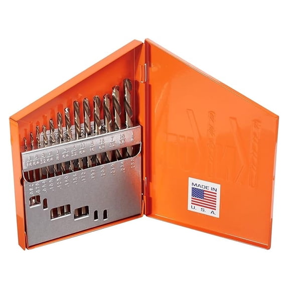 13 Piece Left Hand Jobber Length Drill Bit Set 1/16"-1/4" by 64ths