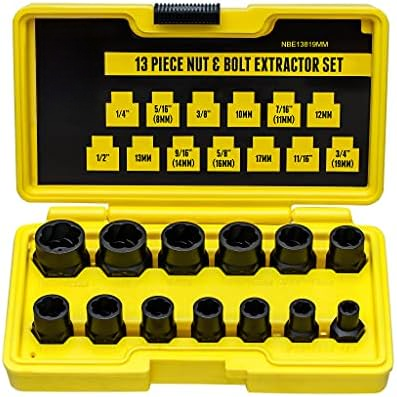 13 Piece Lug Nut and Bolt Extractor Removal Metric and SAE Socket Tool Set 8-19mm$$Tools & Hardware Other