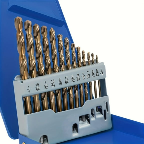 13-Piece M35 Cobalt Drill Bit Set for Stainless Steel & Hard Metals, High-Speed Drill Bits with 135 Split Point & Metal Index Case, Fully Ground for Precision Drilling (1/16" to 1/4")