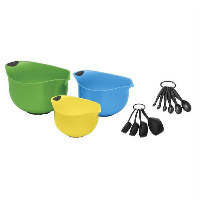 Multicolor Plastic Mixing Bowl and Measuring Cup Set