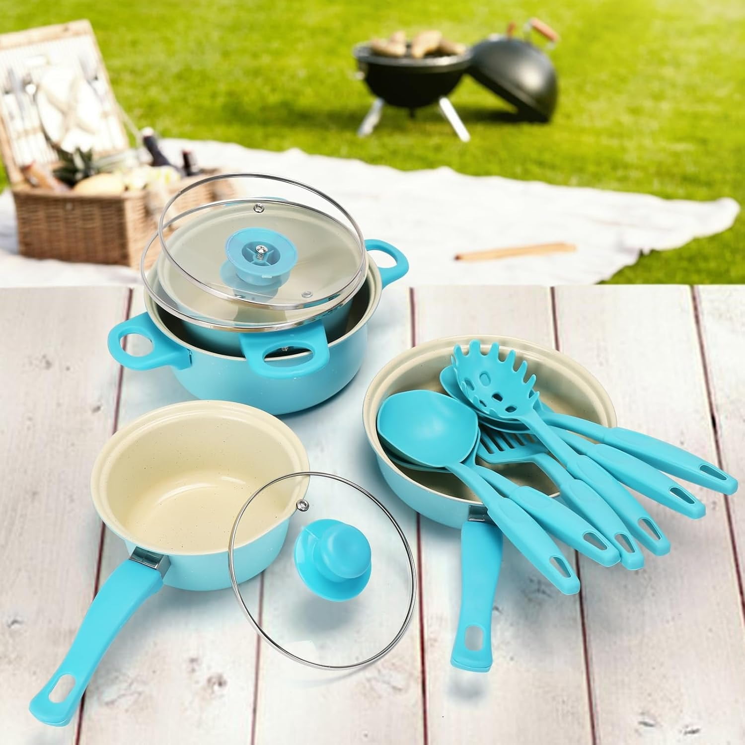 13-Piece Non Stick Cookware Set With Lids And Utensils, Deluxe Non ...