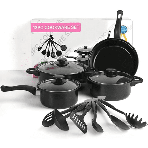 13-Piece Non-Stick Cookware & Utensil Set - Induction Cooker Suitable, Low Smoke, Non-Stick | Ideal Gift for Friends & Family