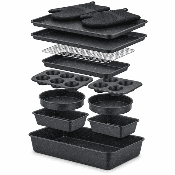 13-Piece Nonstick Black Stackable Bakeware Set