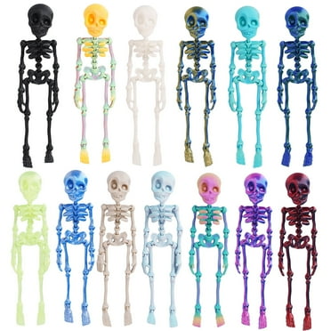 13-Piece Poseable Skeleton Fridge Magnet Set - 3D Printed, Articulated Joints, Strong Magnets, Plastic, 25x24x7cm, for Refrigerator Decor