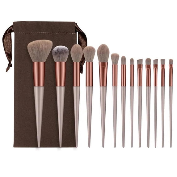 13-Piece Purple Makeup Brush Set With Cherry Blossom Design And Cloth Bag For Professional Daily Application