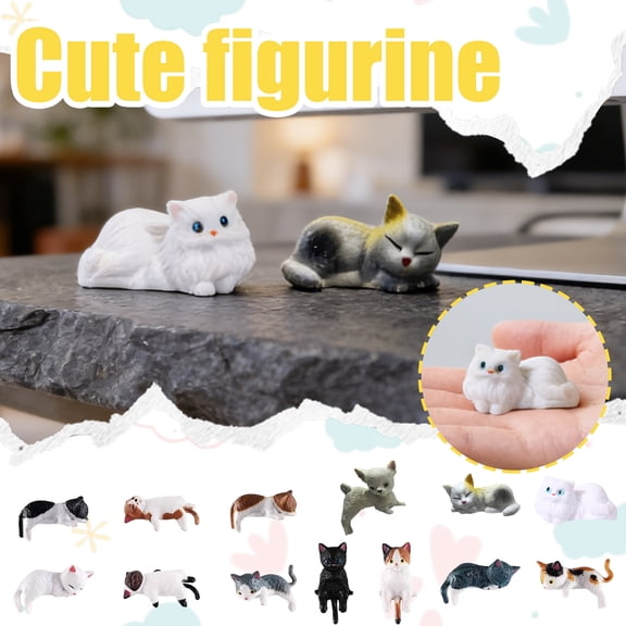 13-Piece Small Desktop Ornament Set - With 13 Different Miniature Figurines In Various Themes Including Animal, Plant & Character Figurines - For Home Office Desktops Decoration,