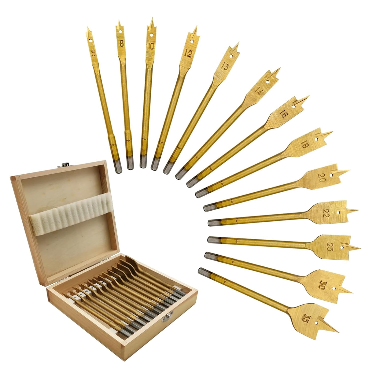 Spared Bit Set 13-Piece Spade Drill Bit Sets, Carbon Steel Paddle Flat Bit with Quick ...
