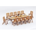 thumbnail image 1 of 13-Piece Teak Dining Set: 122" Rectangular Extendable Table + 12 Ashley Folding/Reclining Arm Chairs, 1 of 7