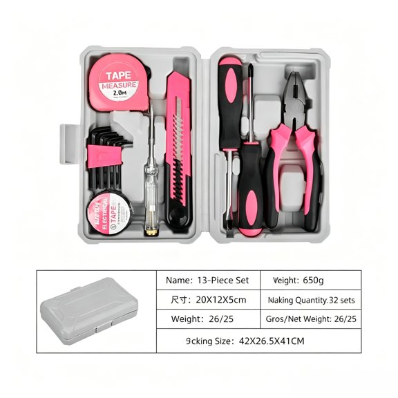 13-Piece Tool Kit, Portable Home Repair Tool Set with Case