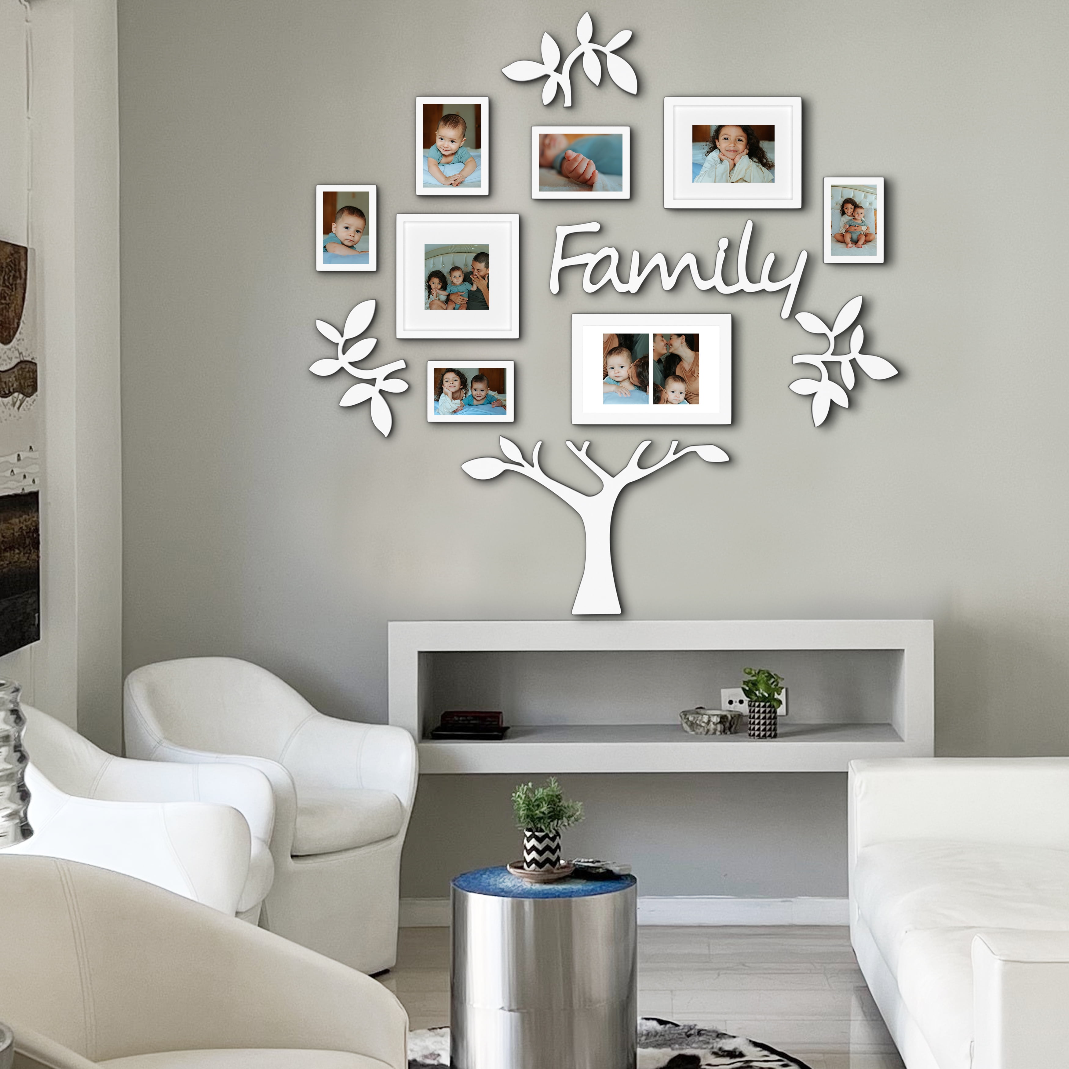 13 Pieces Family White Tree Photo Frame Set Decor Picture Frames Theme 