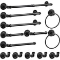 13-Pieces Towel Bar Set Black Bathroom Hardware Set Industrial Pipe ...