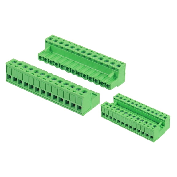 13 Pin 5mm 0.2 Inch Pitch PCB Mount Screw Terminal Male Female, Green
