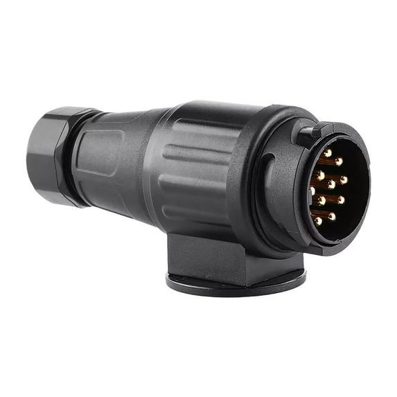 13-Pin Trailer Plug Socket for Trailers: Black, Plastic and Copper, 12V, Secure Connection