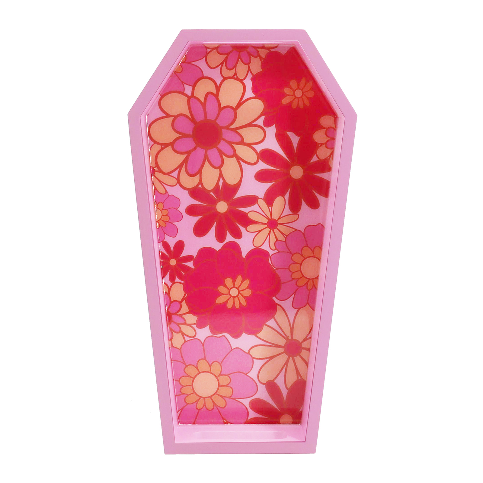 13" Pink Floral Coffin Shaped Tray by Ashland-Halloween Decorations for Home