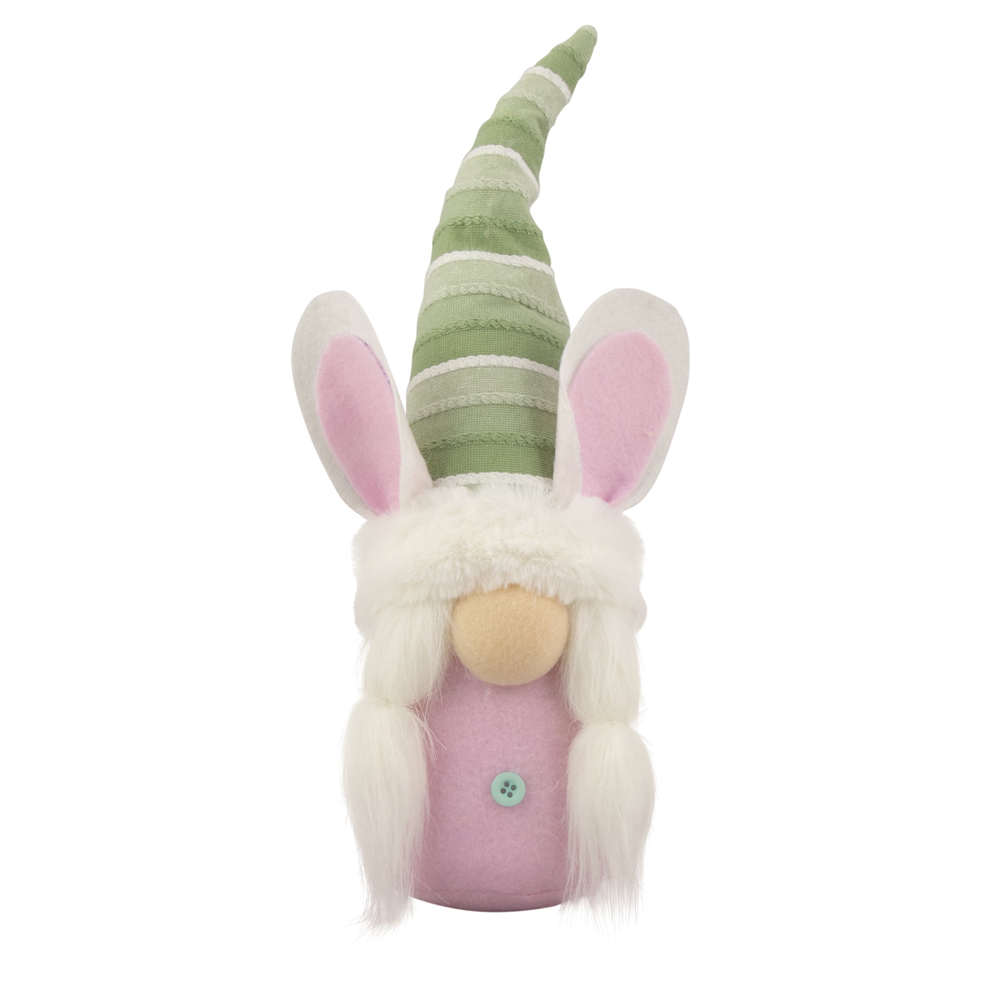 Northlight 13" Pink and Green Gnome Girl with Bunny Ears Easter Figure