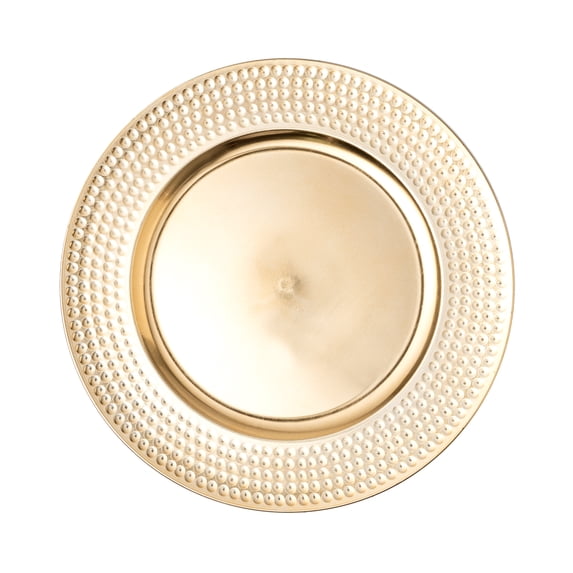 13" Plastic Charger Plate - E - 24 Pack - Gold