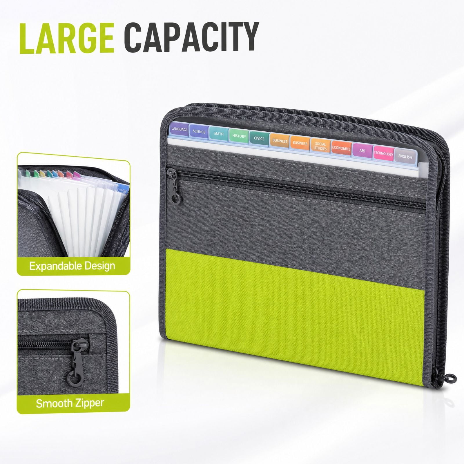 File Pouch C 13-Pocket Accordion File Folder with Zipper, Expanding Document ...