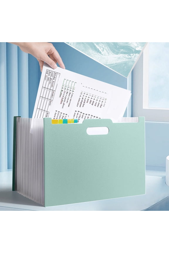 13-Pocket Expandable File Folder - Beige Accordion Organizer with Color Tags for Bills, Receipts & Documents | Letter/A4 Size (12.93x9.33in) for Office​​