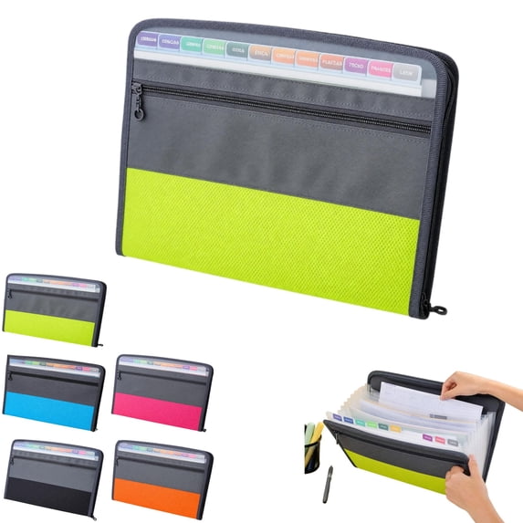 13 Pocket Expanding File Folder,Important Document Organizer,Plastic Accordion File Organizer with Zipper,A4 Size for Office,Home,and Travel