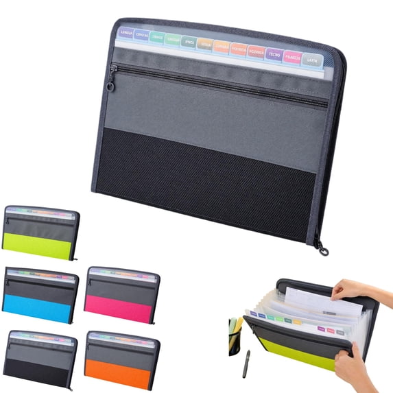 13 Pocket Expanding File Folder,Important Document Organizer,Plastic Accordion File Organizer with Zipper,A4 Size for Office,Home,and Travel