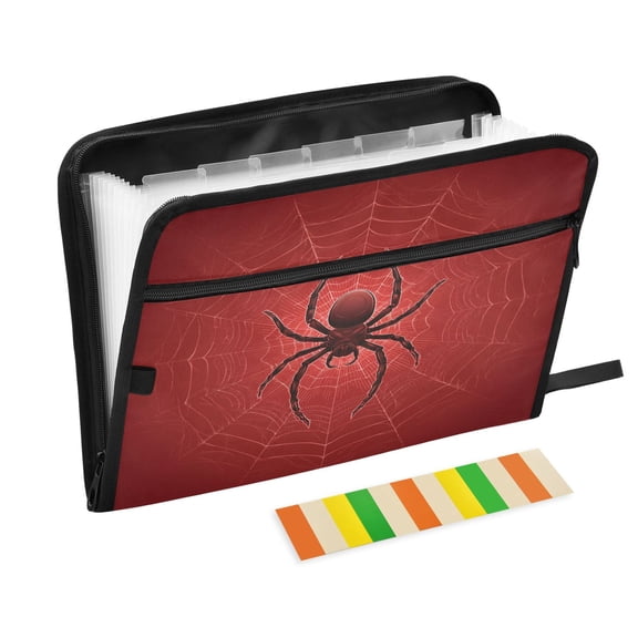 13-Pocket Expanding File Folder—Nylon Accordion File Organizer with Handwritten Labels, Red