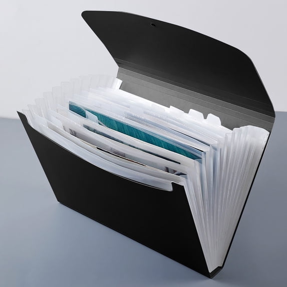 13-Pocket Expanding File Folder Organizer For A4 Document Storage And Office Organization - Black