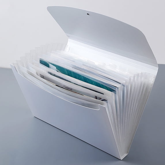 13-Pocket Expanding File Folder Organizer For A4 Document Storage And Office Organization - White