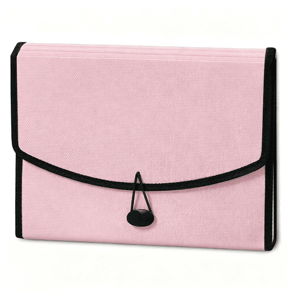 13 Pocket Expanding File Folder Organizer with Mesh Storage, Letter Size Accordion Document Organizer for Home Office Supplies, Business Paperwork, Bills Receipts, Pink