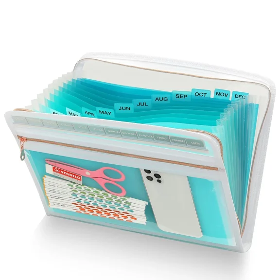13 Pocket Expanding File Folder Organizer With Front Clear Pounch, Accordion ...