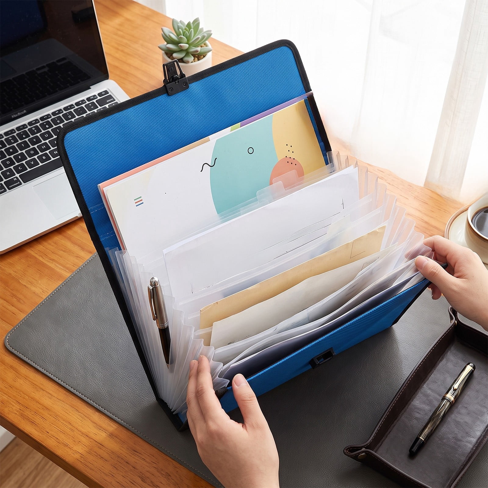 13 Pocket Expanding File Folder with Handle and Snap Closure, Portable ...